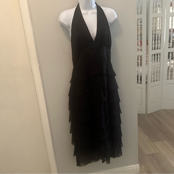 90s / Y2K Laundry dress womens 10 silk chiffon ruffled cocktail - Picture 4 of 12